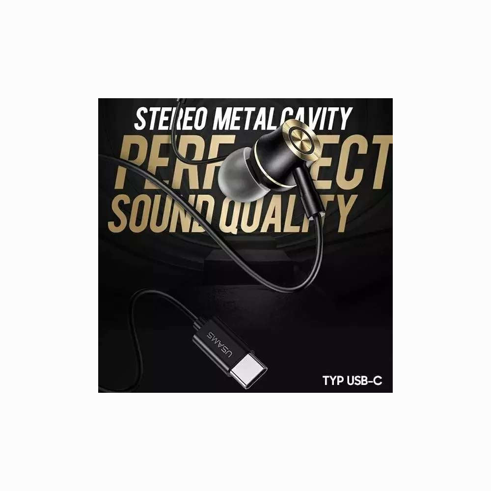 USAMS STEREO HEADPHONES EP-43 METAL USB-C DARK GREEN