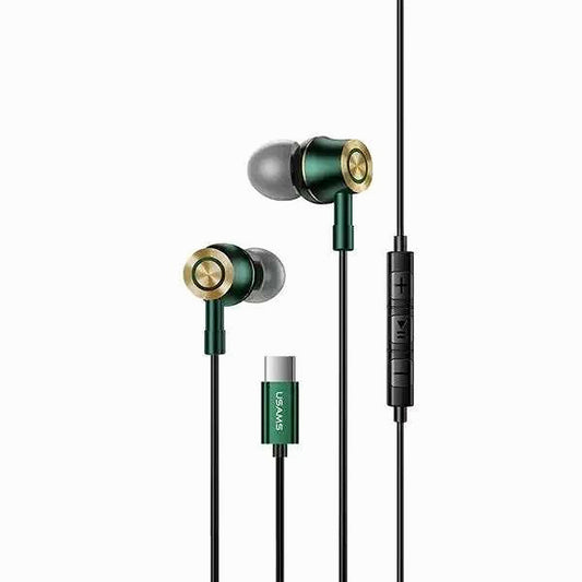 USAMS STEREO HEADPHONES EP-43 METAL USB-C DARK GREEN