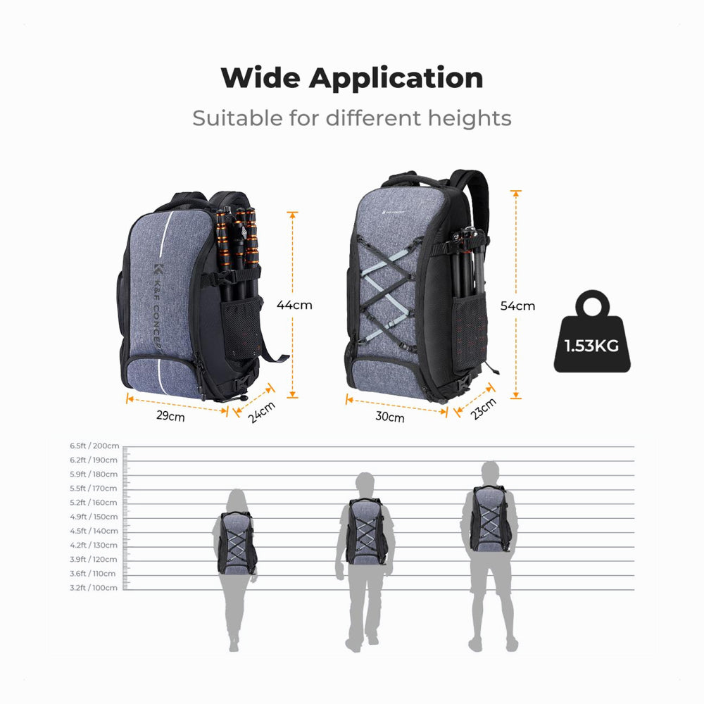 K&F Concept Camera Backpack,Camera Bags for Photographers 30Lwith Raincover Laptop Compartment Compatible for Canon/Nikon/Sony/DJI Mavic Drone Travel 30L Nature Wander 08 (Grey)KF13.178