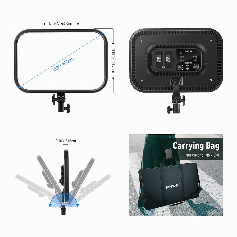 NEEWER RGB168 18.3 Inch LED Panel Video Light