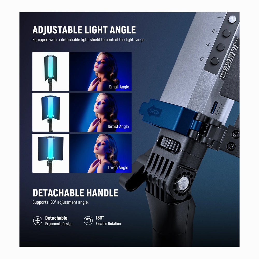 NEEWER RGB2 LED Tube Light Stick with Metal Barndoor