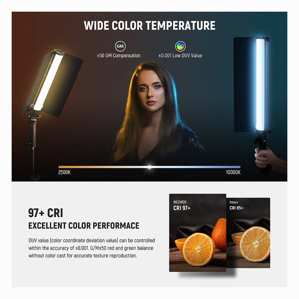 NEEWER RGB2 LED Tube Light Stick with Metal Barndoor