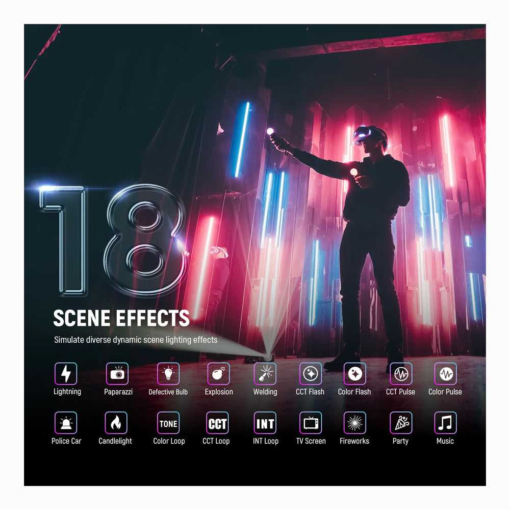 NEEWER RGB2 LED Tube Light Stick with Metal Barndoor