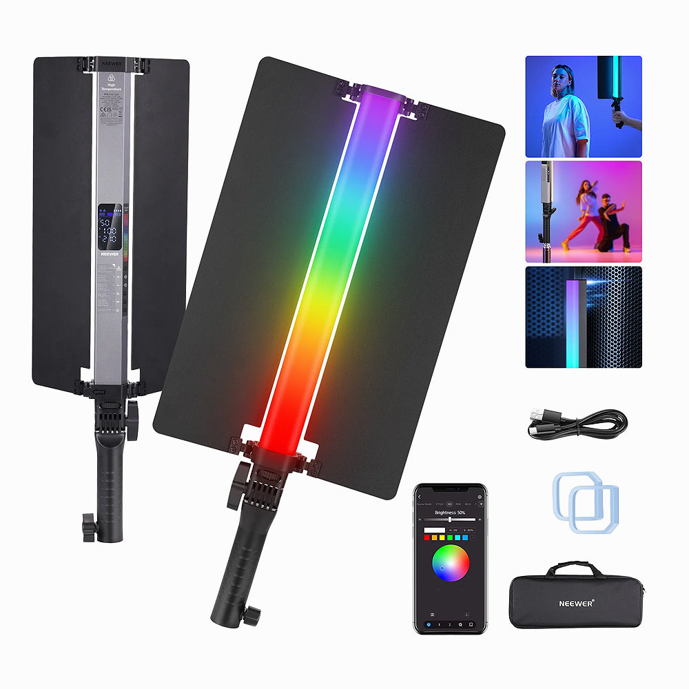 NEEWER RGB2 LED Tube Light Stick with Metal Barndoor