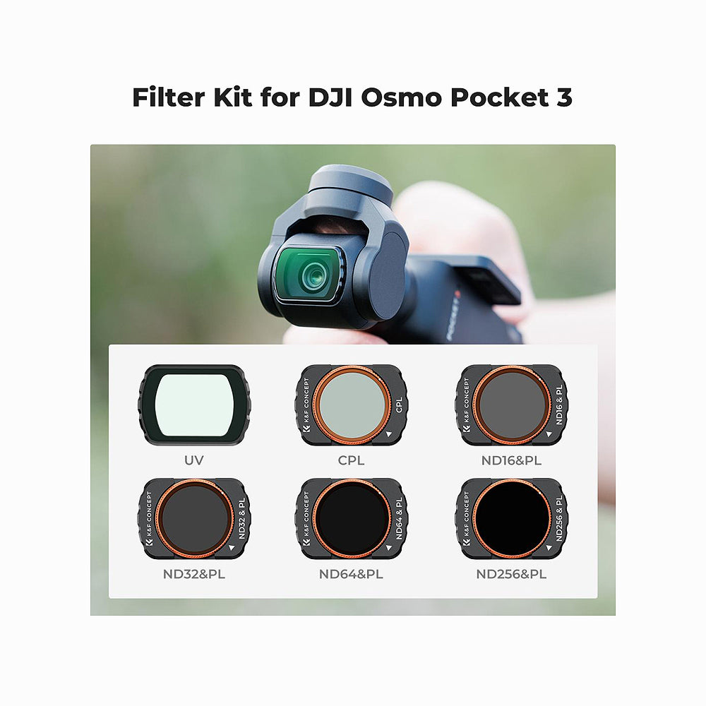 DJI Osmo Pocket 3 Filter Set Magnetic UV + CPL + ND/PL, 6 Pack Magnetic Kit(SKU.2149)