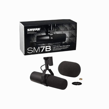Shure SM7B Vocal Dynamic Microphone for Broadcast, Podcast & Recording, XLR Studio Mic for Music & Speech, Wide-Range Frequency, Warm & Smooth Sound, Rugged Construction, Detachable Windscreen - Black