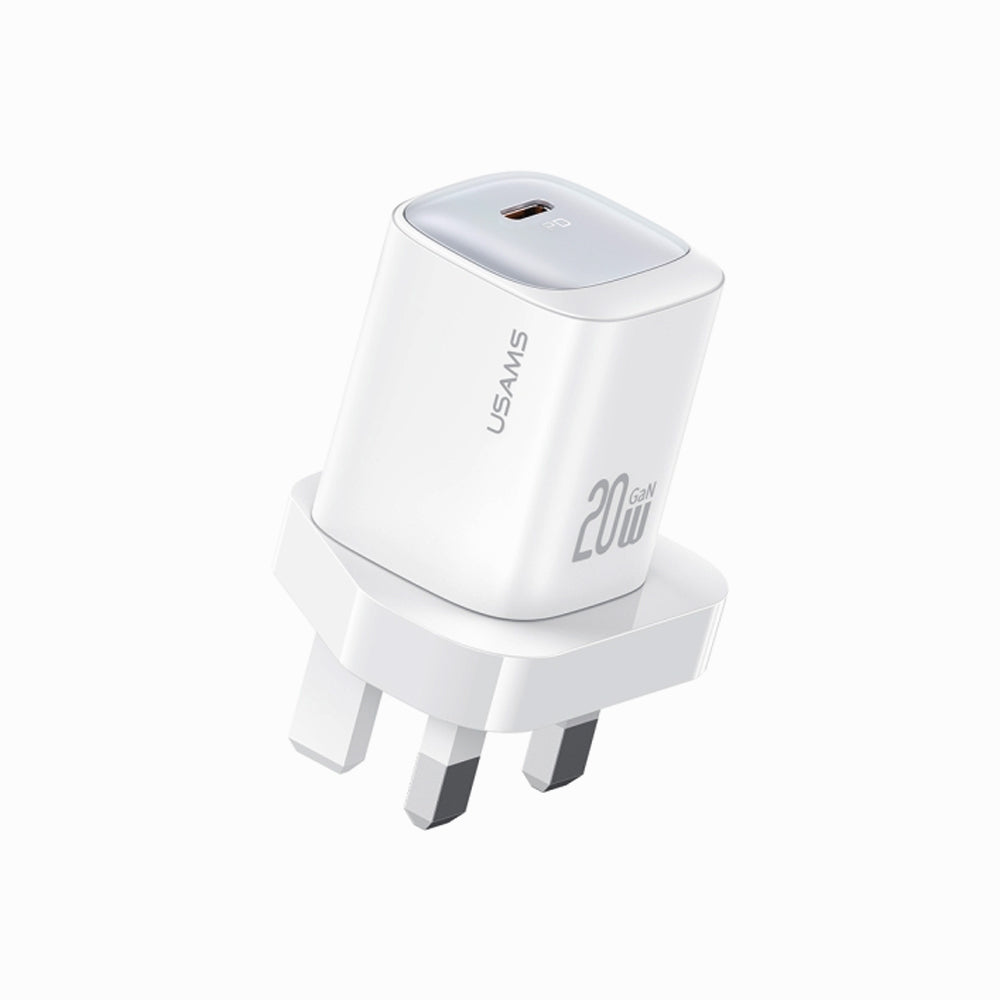 USAMS CC250 20W USB-C / Type-C GaN Fast Charger, UK Plug (White)