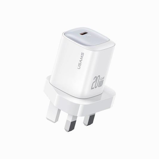 USAMS CC250 20W USB-C / Type-C GaN Fast Charger, UK Plug (White)