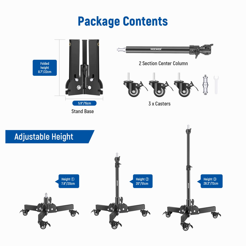 Neewer Wheeled Base Light Stand ST72