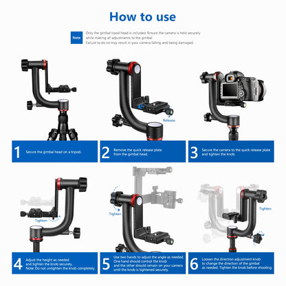 Neewer GM101 Heavy Aluminum Alloy Gimbal Tripod Head