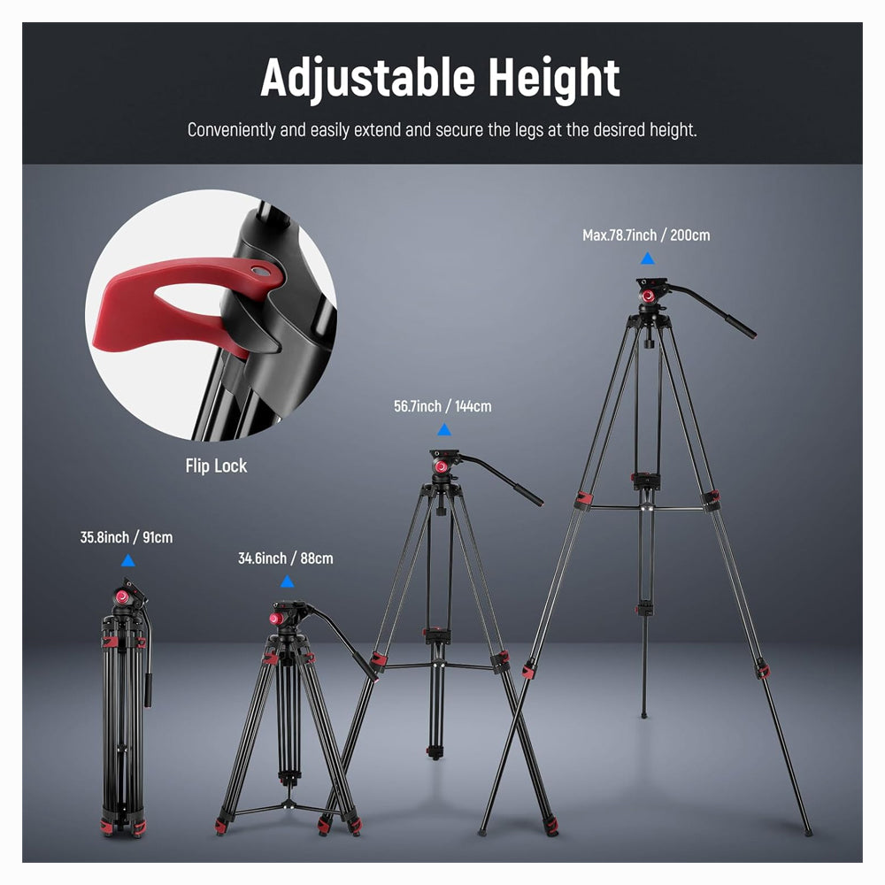 NEEWER TP-M 200CM HEAVY DUTY VIDEO TRIPOD WITH FLUID DRAG HEAD