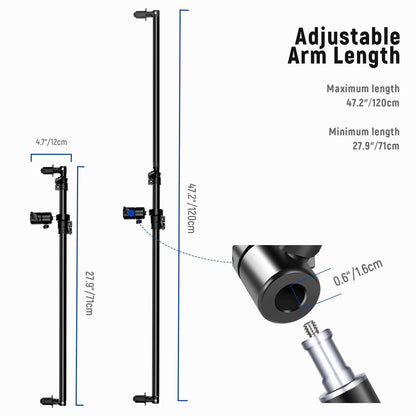 NEEWER 1.2M Extendable Reflector Holder Arm-STRF1