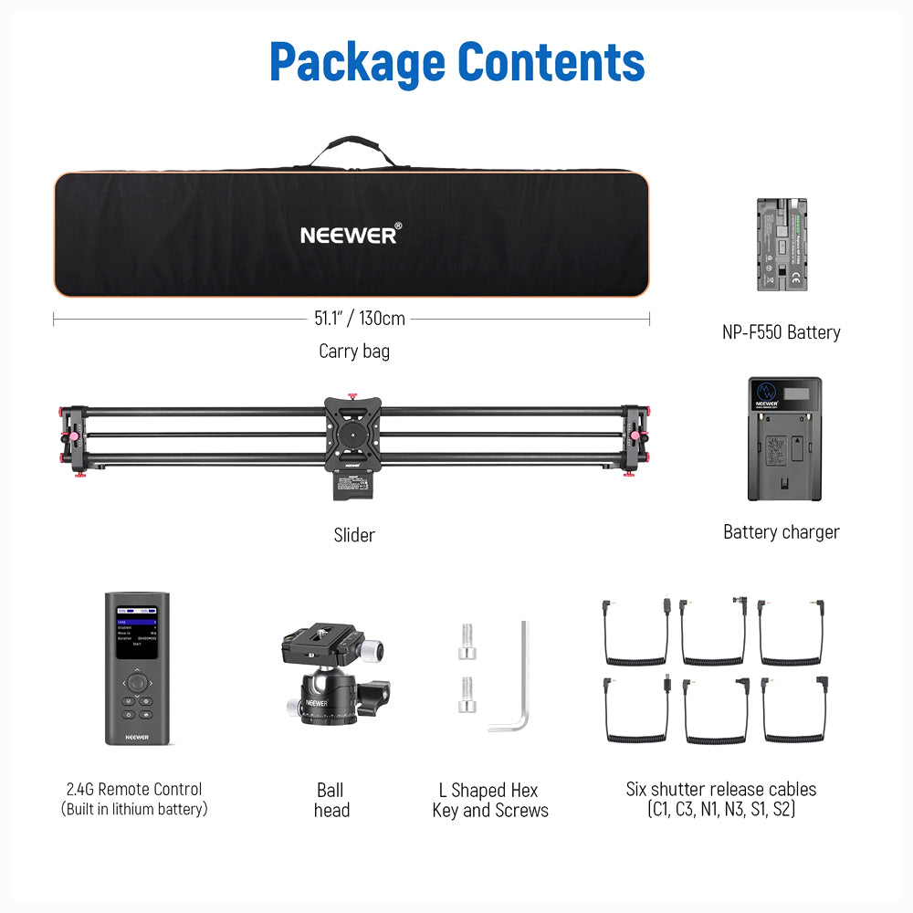 NEEWER ER1 120cm Motorized Carbon Fiber Camera Slider