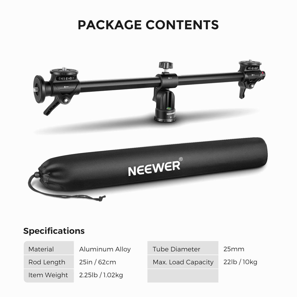 NEEWER 30 INCHES HORIZONTAL TRIPOD ARM WITH ADAPTOR SCREWS -ST30INCB