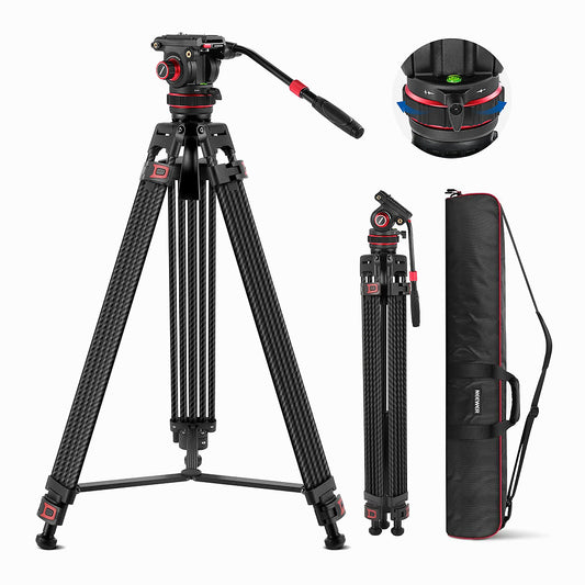 Neewer TP76 Professional Carbon Fiber Video Tripod with Adjustable Fluid Head