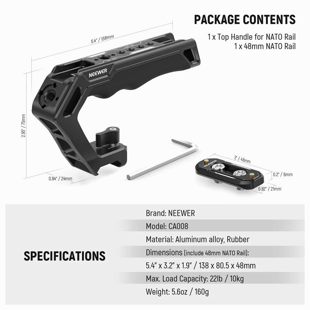 Neewer CA008 NATO Top Handle and NATO Rail Kit