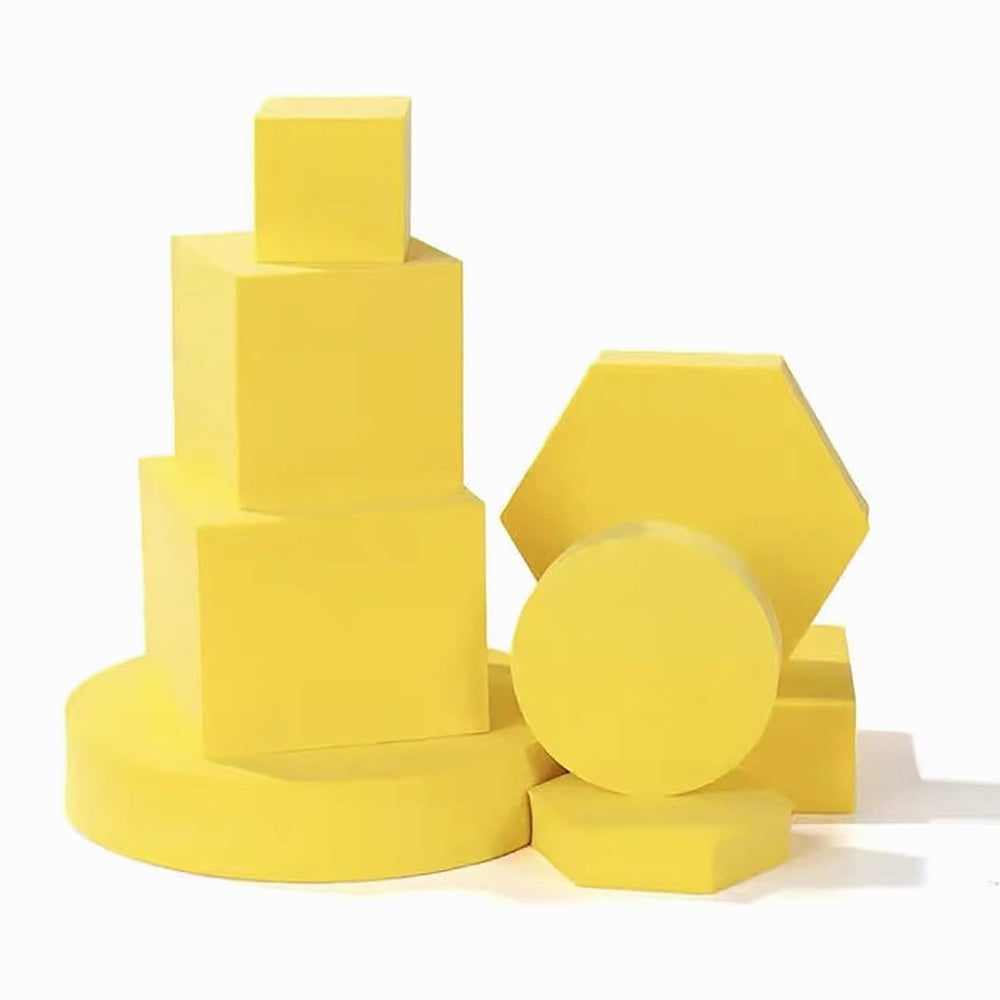 Photography geometry cube solid color foam 1 set (8pcs) OT-G8 (Yellow)