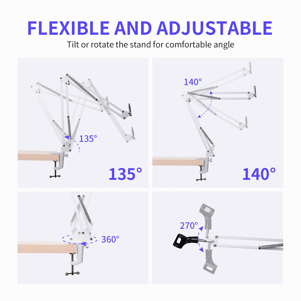 FEELWORLD AMS1-W Adjustable Microphone Scissor Arm Stand