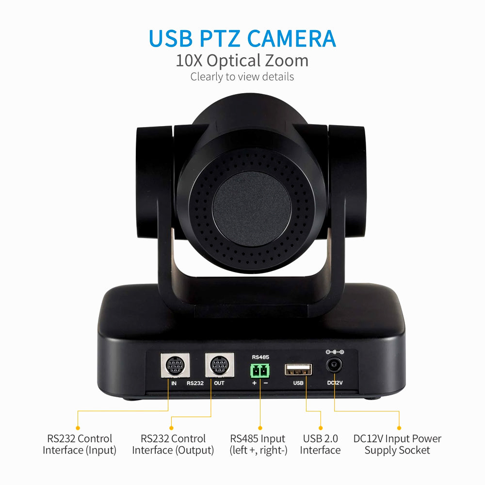 FEELWORLD USB10X Video Conference USB PTZ Camera 10X Optical Zoom Full HD 1080p for Live Streaming