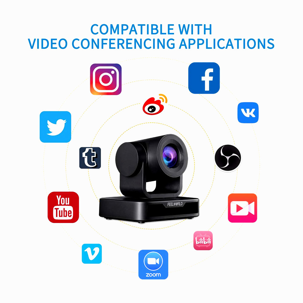 FEELWORLD USB10X Video Conference USB PTZ Camera 10X Optical Zoom Full HD 1080p for Live Streaming