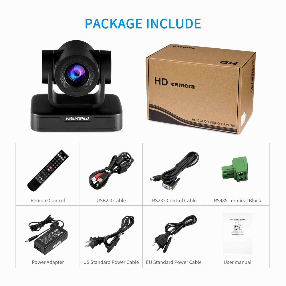 FEELWORLD USB10X Video Conference USB PTZ Camera 10X Optical Zoom Full HD 1080p for Live Streaming