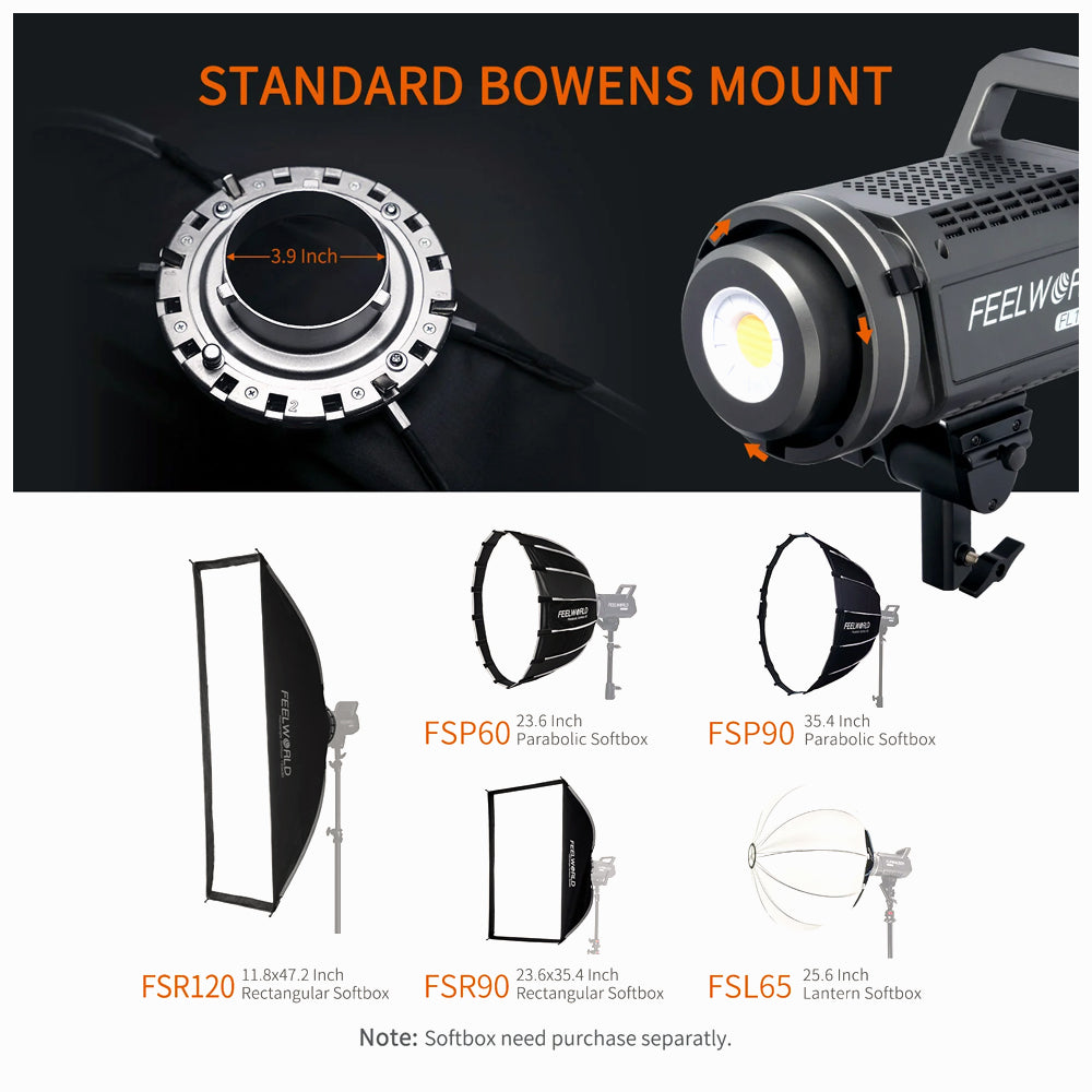 FEELWORLD FL125B 125W Video Studio Light with 2700K~6500K Bi-Color Continuous Lighting