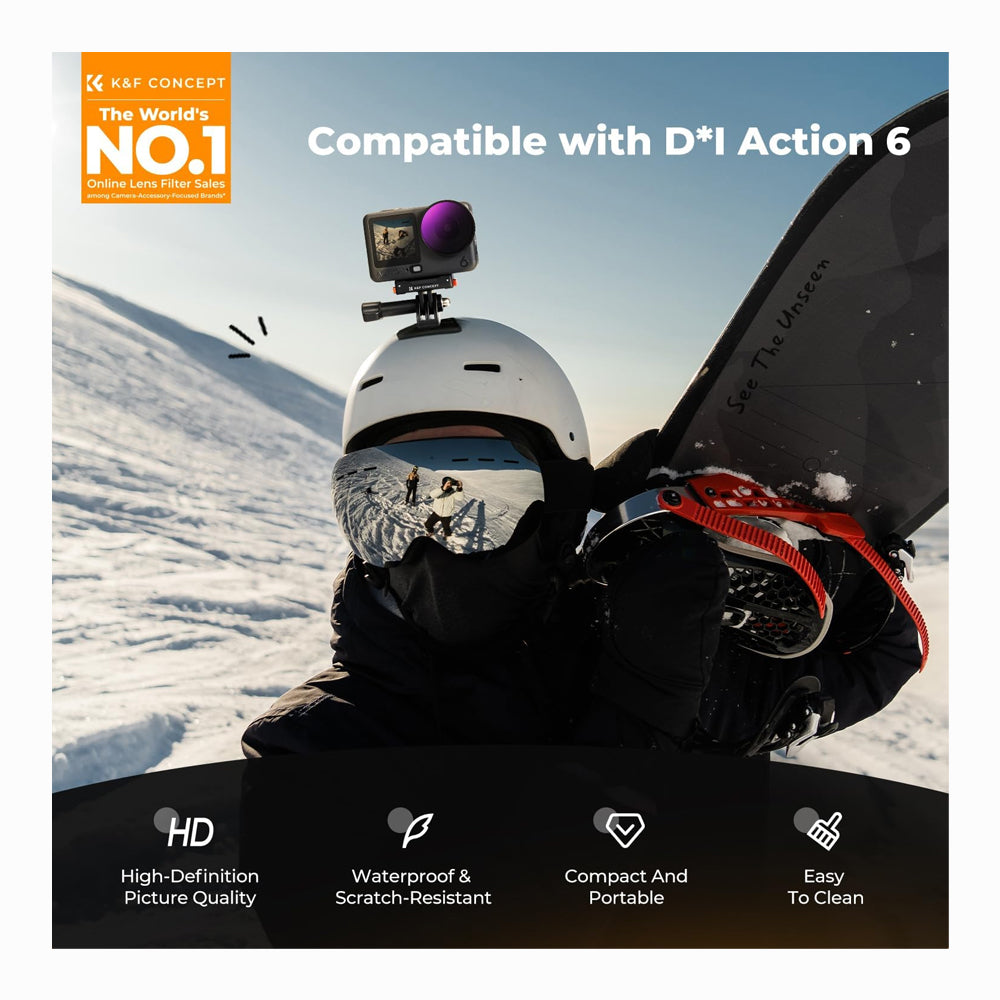 K&F CONCEPT CPL+ND8+ND16+ND32+ND64+Black Diffusion 1/4 Filter for Action 6  SKU: SKU.2714