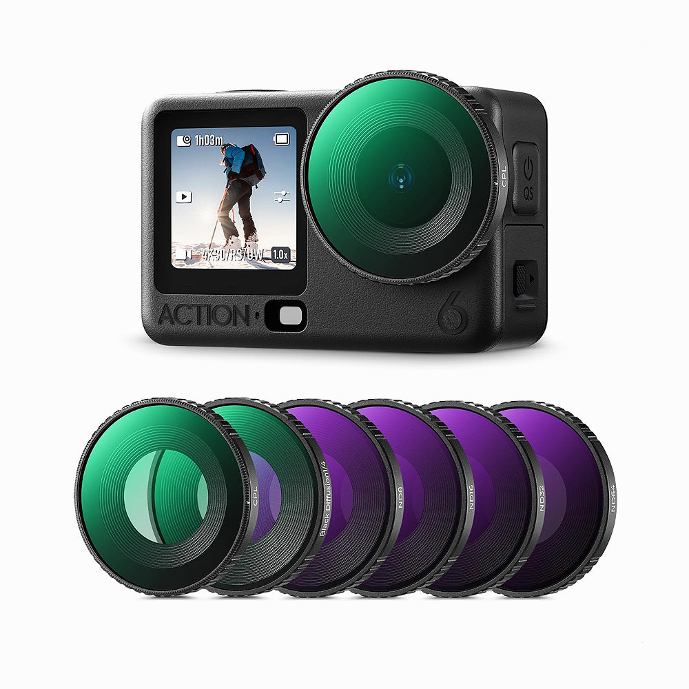K&F CONCEPT CPL+ND8+ND16+ND32+ND64+Black Diffusion 1/4 Filter for Action 6  SKU: SKU.2714