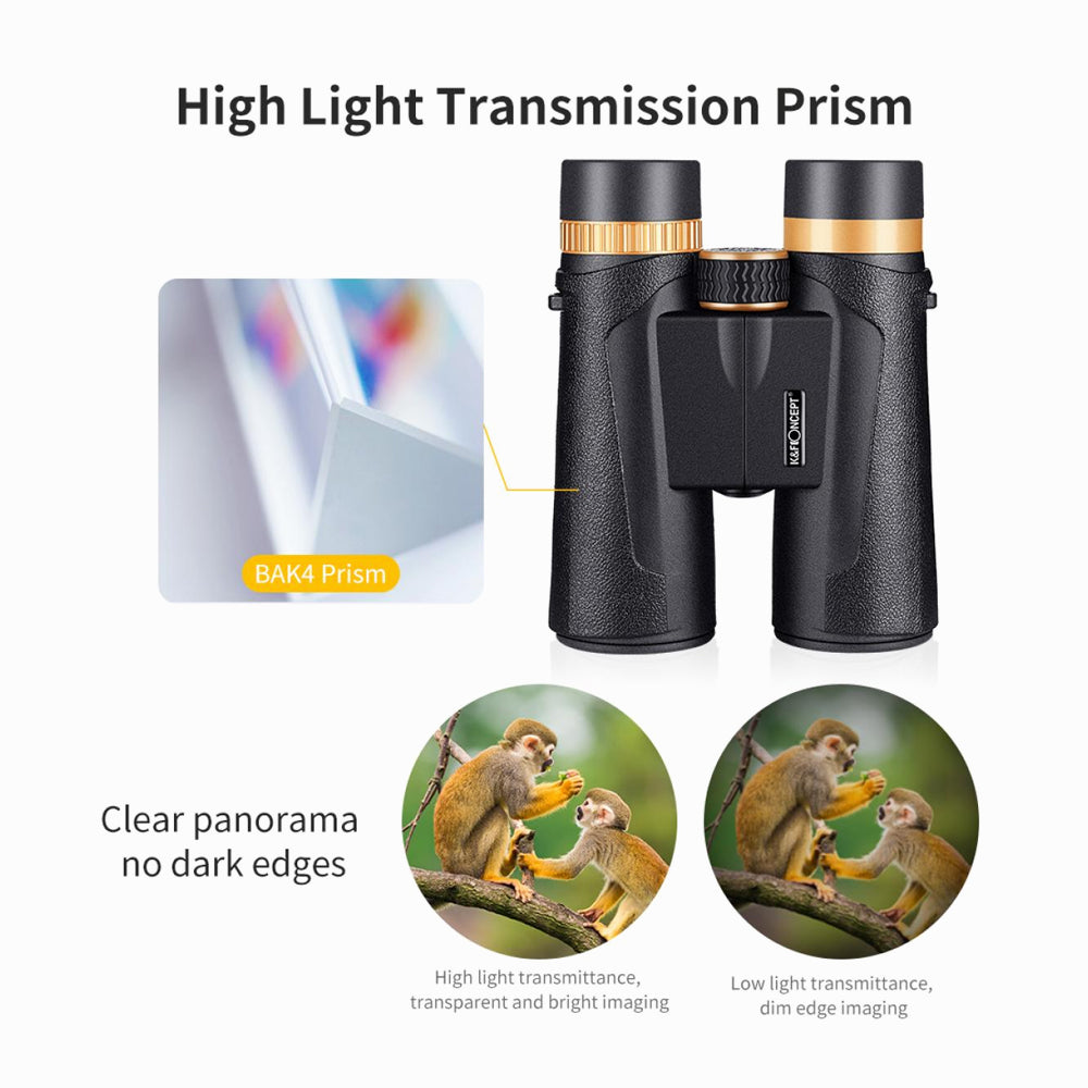 K&F Concept 12x42 HY1242 Waterproof BAK4 Roof Prism Binocular with 5.8 Degree Field of View (KF33.011)