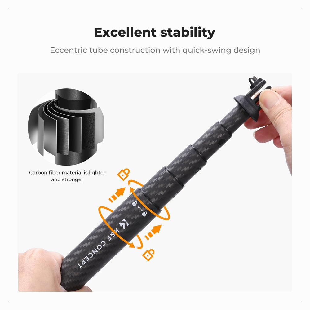K&F Concept Invisible Selfie Stick, Extension Carbon Long Pole（127cm）for Insta360 Camera (KF09.140)