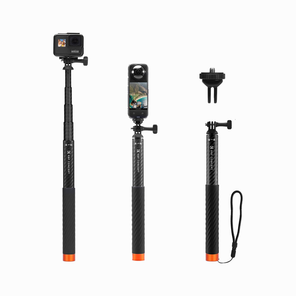 K&F Concept Invisible Selfie Stick, Extension Carbon Long Pole（127cm）for Insta360 Camera (KF09.140)