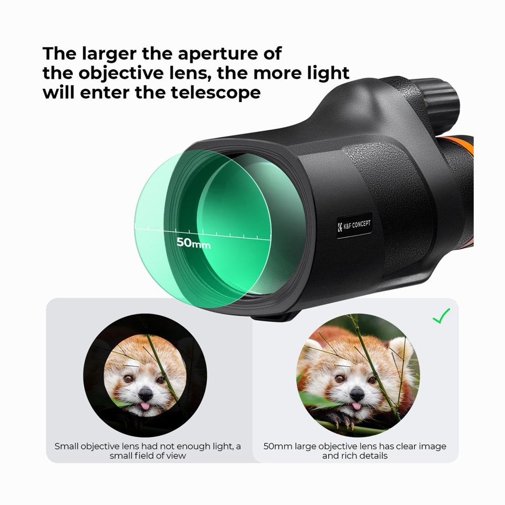 K&F Concept Monocular Telescope 12X50 Outdoor Telescope Hunting, HD Monocular for Adults with Phone Holder and Tripod (KF33.085)