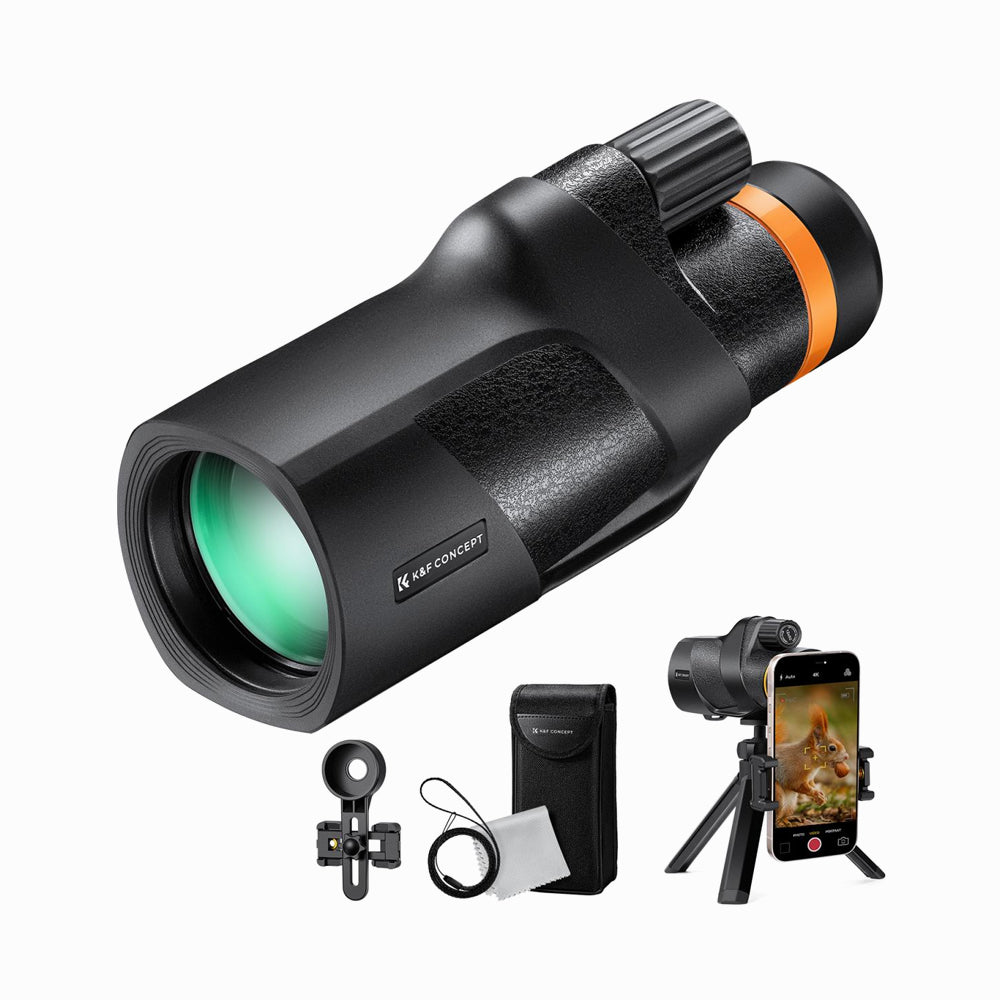 K&F Concept Monocular Telescope 12X50 Outdoor Telescope Hunting, HD Monocular for Adults with Phone Holder and Tripod (KF33.086)