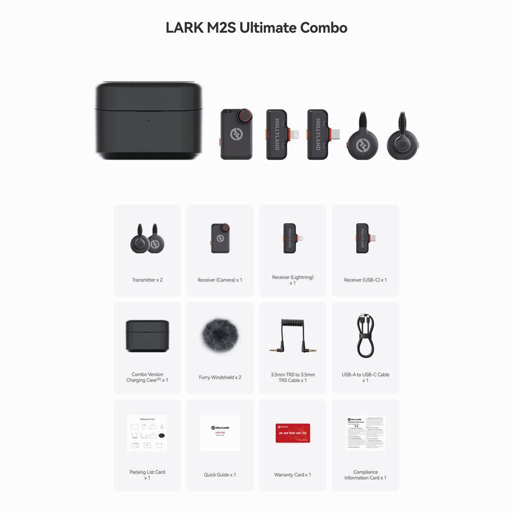 【美品・即使用可】Hollyland Lark M2S Combo Hollyland LARK M2S Combo (Space Gray, with Camera RX + USB-C