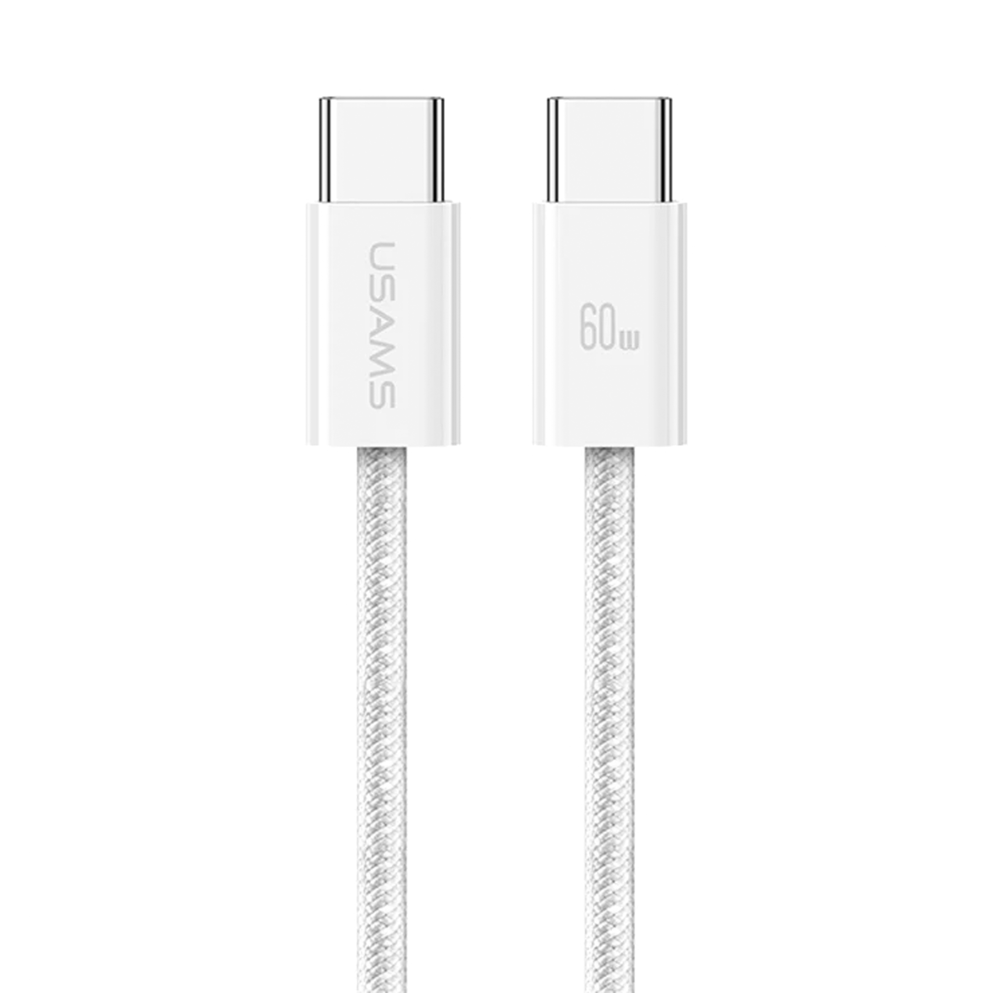 USAMS US-SJ656 U86 1.2m PD 60W Fast Charging Cable Type-C to Type-C Rainbow Braided Cord - White