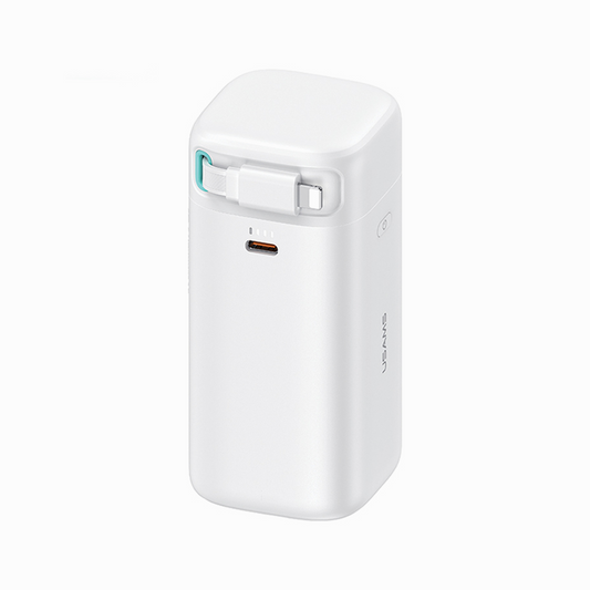 USAMS Power Bank US-CD217 PD 45W 18000mAh Dual Output Portable Charger with iP Magnetic Retractable Cable - White