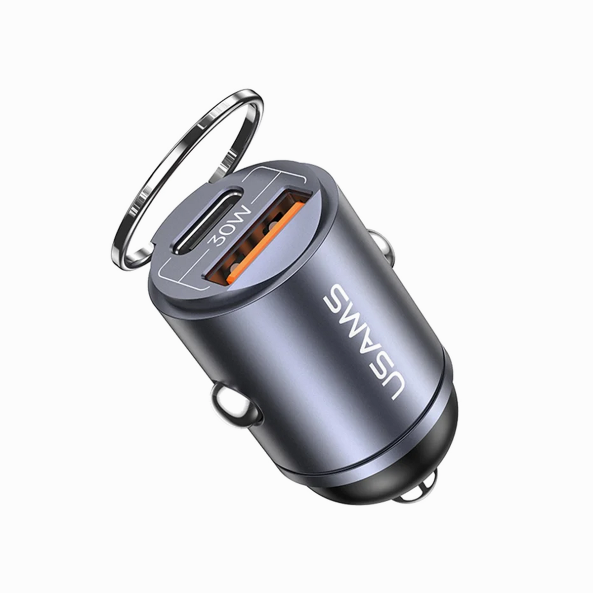 USAMS PD 30W USB A+C Aluminum Alloy Car Charger Purple USCC206