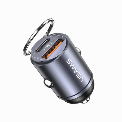 USAMS PD 30W USB A+C Aluminum Alloy Car Charger Purple USCC206