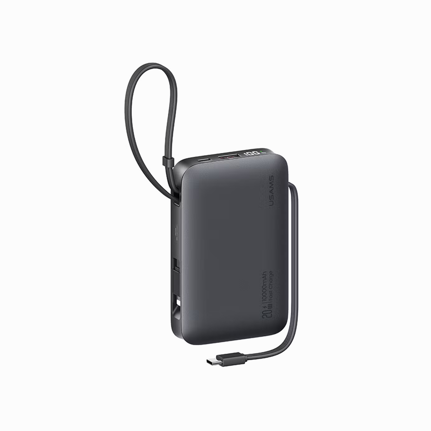 USAMS Power Bank CD228 20W Digital Display With Type-C+Lightning Cables Silver - XR Series 10000mAh