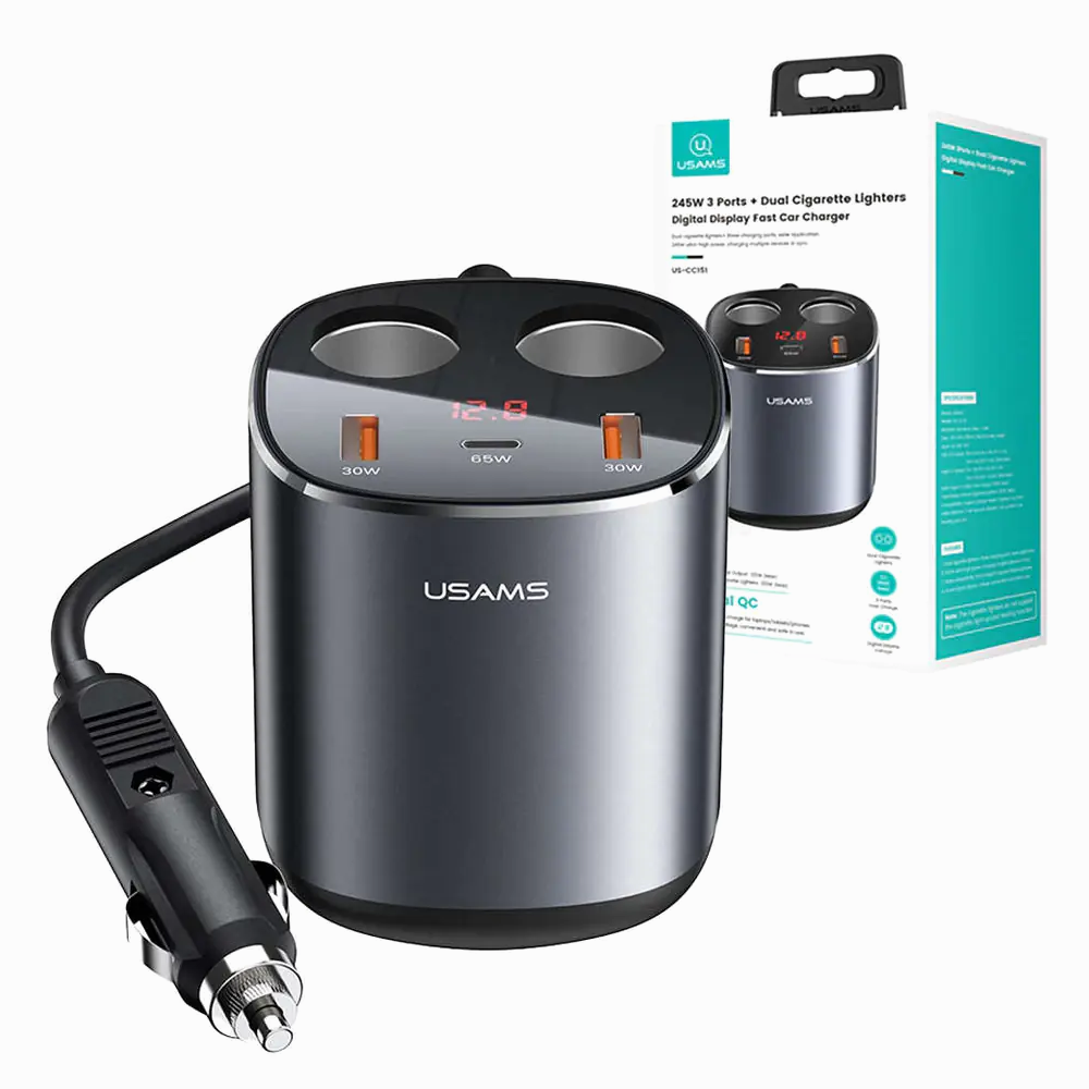 USAMS car charger Cigarette lighter socket splitter USCC151