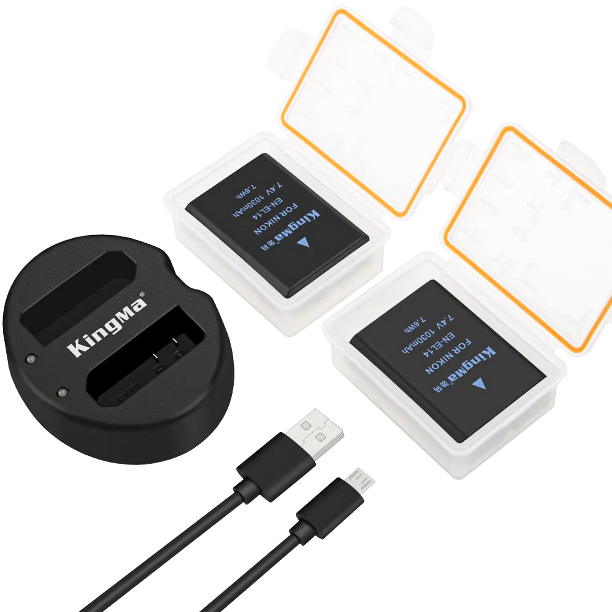 KingMa EN EL14 EN-EL14 Rechargeable Battery Dual USB Charger Kit
