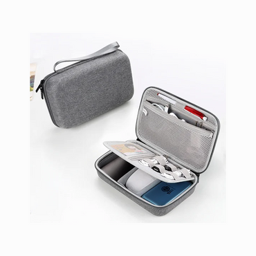 USAMS US-ZB263 EVA Hard Shell Power Bank Carrying Case Cable U-Disk Charger Storage Bag - Grey