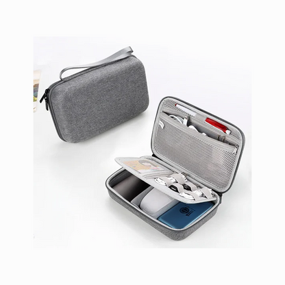 USAMS US-ZB263 EVA Hard Shell Power Bank Carrying Case Cable U-Disk Charger Storage Bag - Grey