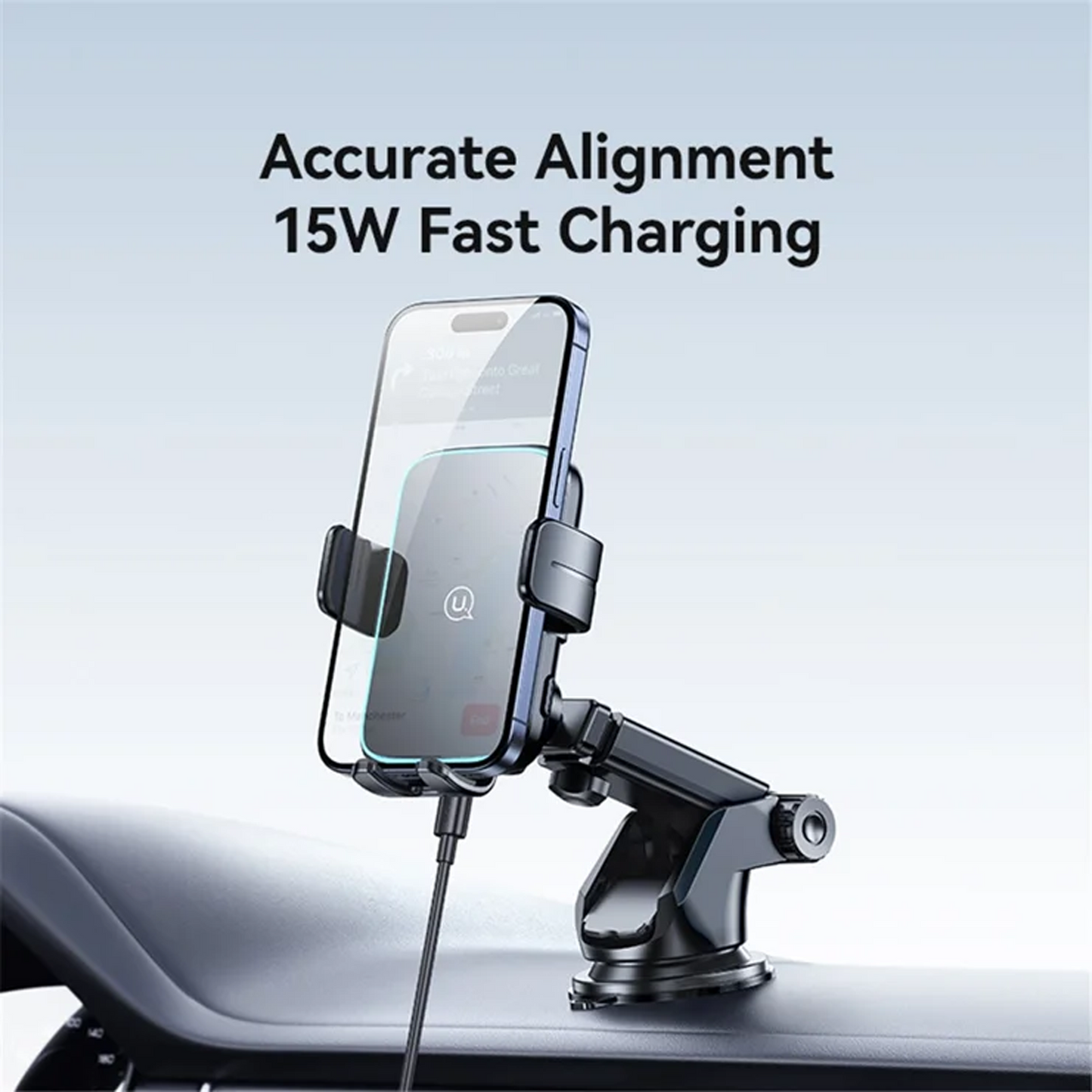 USAMS CD229 Wireless Car Charger Phone Mount Dashboard / Windshield Cell Phone Holder with Suction Cup