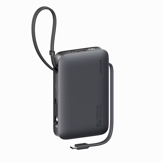 USAMS Power Bank CD228 20W Digital Display With Type-C+Lightning Cables Tarnish - XR Series 10000mAh