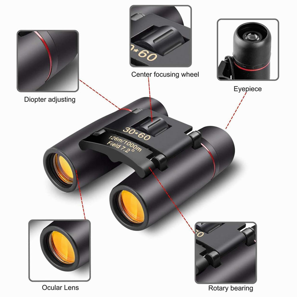 K&F Concept 30X60 Small Pocket Binoculars Compact Adults Mini Kids Binoculars Boys for Bird Watching / Concert Theater Opera (KF33.034)