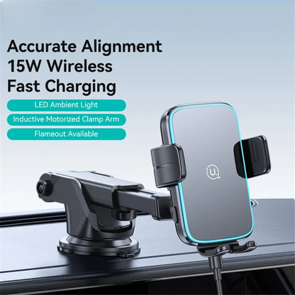USAMS CD229 Wireless Car Charger Phone Mount Dashboard / Windshield Cell Phone Holder with Suction Cup