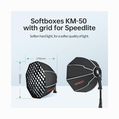 JINBEI 50CM KM-50 speedlite softbox with Grids& handle