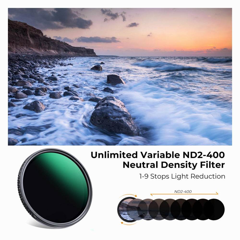 K&F Concept 67mm ND2-ND400 Variable Filter (1-9 Stop), 24 Layers of Nano-coating, -Dazzle Series (KF01.2360V1)