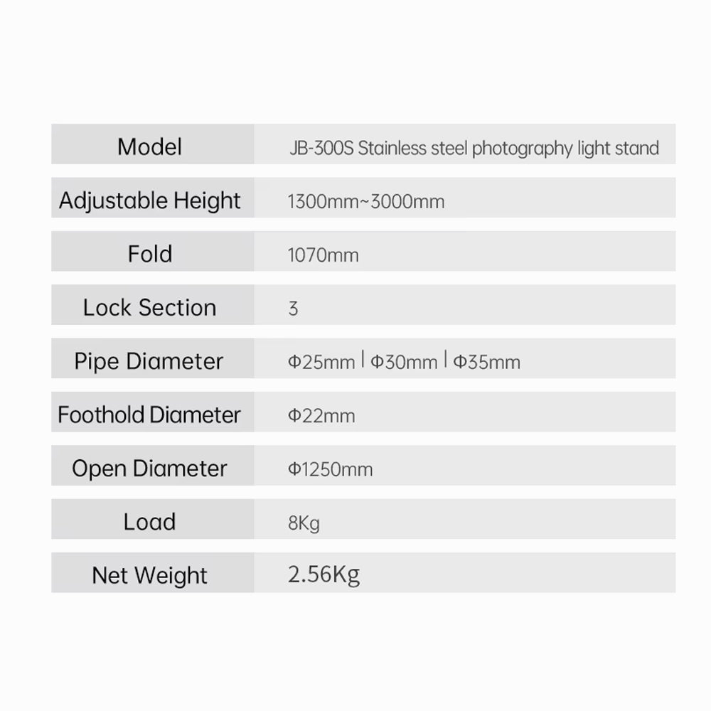 JINBEI JB-300S Light Stand 3M Stainless Steel-1.09.041302